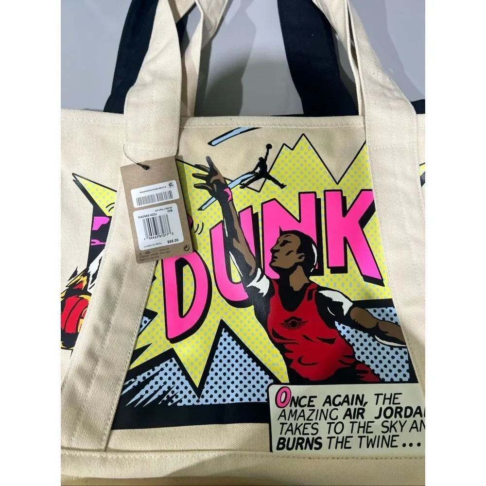 Jordan Natural Jumpman Dunk Graphic Canvas Tote